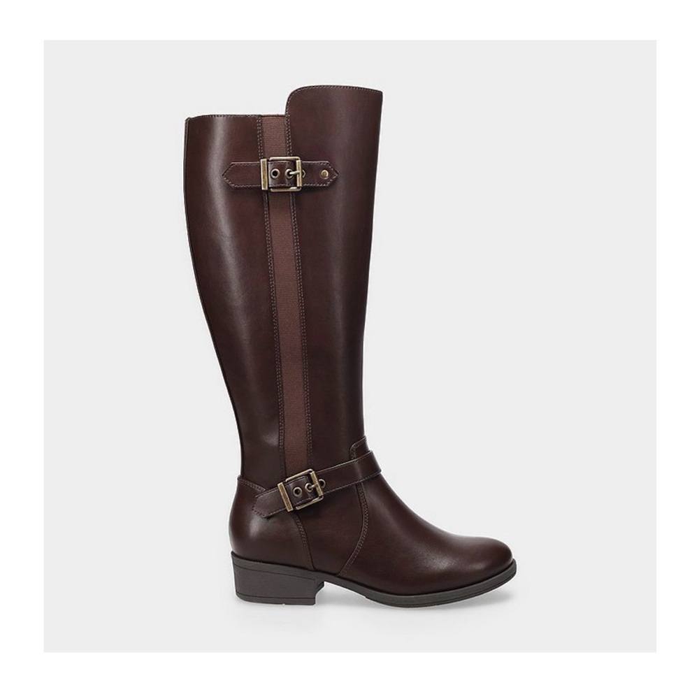 Women's Brown Riding-Style Tall Buckle Boots